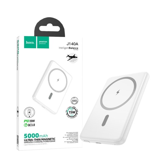 Power Bank Magnético Hoco J140A Tony PD20W 5000mAh Branco